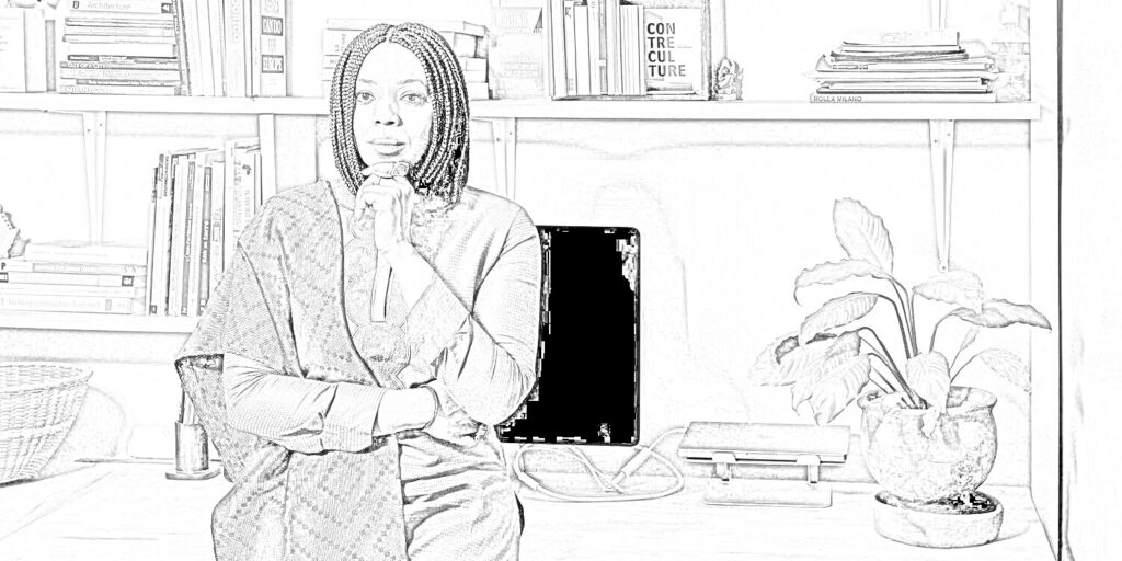 AI generated pencil sketch off a photo of Architect Mariam Issoufou